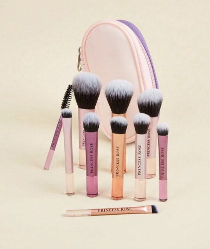 Domo Kuwait - Makeup Brush Set - 10pcs Makeup Brush Set with PU Leather Bag for Daily Basic Makeup, Including Powder Brush, Blush Brush, Eye Shadow Brush, Blending Brush, Suitable for Travel and Touch Up, Classic Multifunctional Brush Set for Makeup Tool