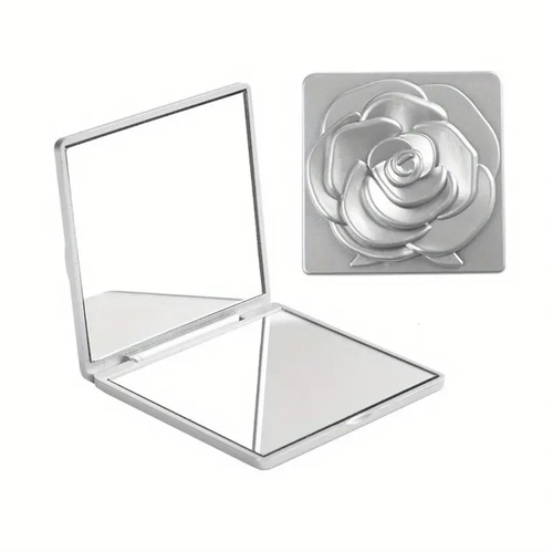Elegant Rose-Shaped Compact Cosmetic Mirror