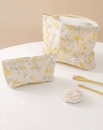 Plant Embroidery Cosmetic Bag