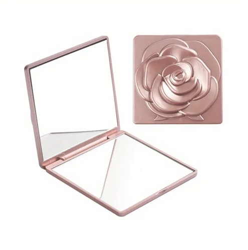 Elegant Rose-Shaped Compact Cosmetic Mirror