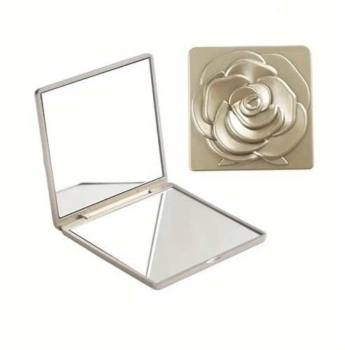 Elegant Rose-Shaped Compact Cosmetic Mirror