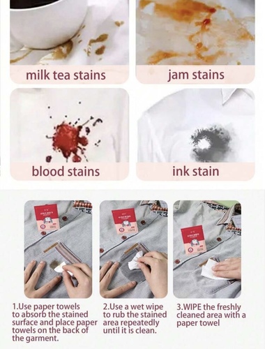 Wet wipes for cleaning clothes