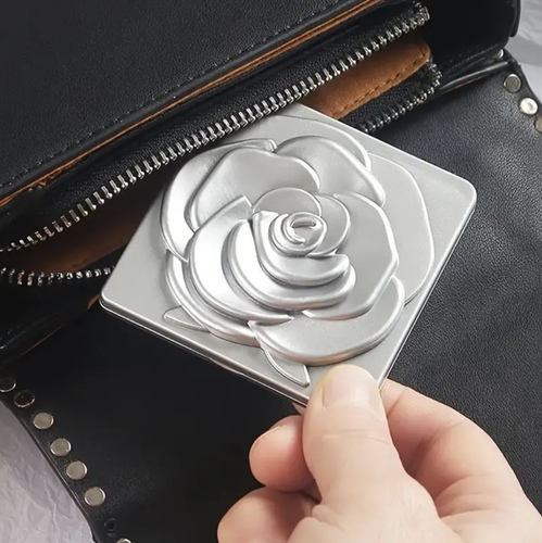 Elegant Rose-Shaped Compact Cosmetic Mirror