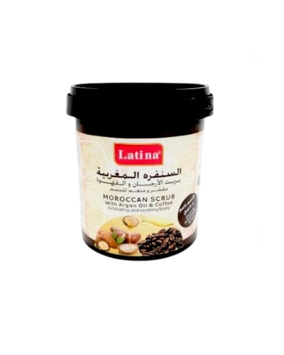 Moroccan scrub with argan oil and Latina coffee - 🌿 Benefits of the Moroccan Scrub with Argan Oil and Coffee (Latina)1. Exfoliates Dead SkinRemoves dead skin cells and leaves the skin instantly smoother.2. Boosts Blood CirculationStimulates blood flow and enhances skin radiance.3. Deep HydrationArgan oil nourishes the skin and prevents dryness and cracks.4. Brightens Skin ToneHelps even out skin tone and reduce dark spots and pigmentation.5. Fights Signs of AgingRich in antioxidants that protect against premature aging and wrinkles.6. Reduces CelluliteCaffeine helps tighten the skin and improve its appearance.📝 How to Use
Apply on damp skin.
Massage gently in circular motions.
Rinse well and use 2 times a week for best results.