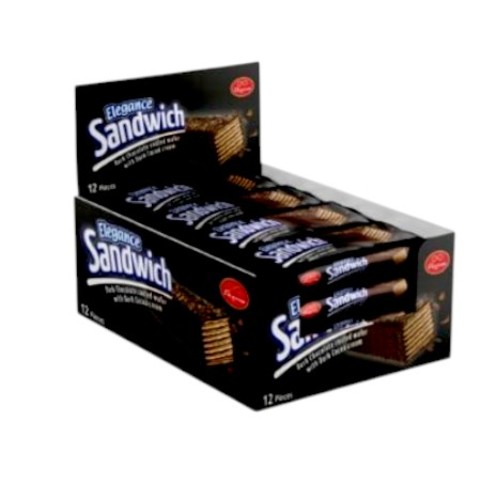 Dark chocolate sandwich biscuits filled with dark cocoa cream