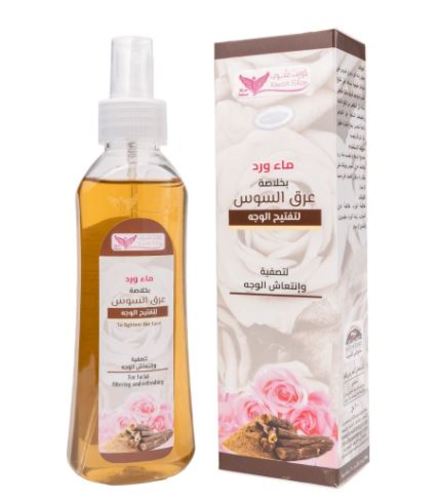 ماء ورد بخلاصة عرق السوس لتفتيح الوجه كويت شوب 200 ملي