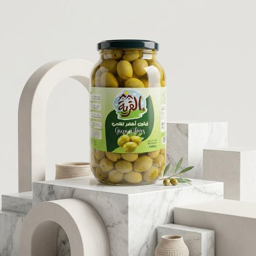 زيتون اخضر تفاحي القرية 1300 جرام