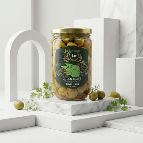 زيتون اخضر محشي جزر الملكي 600 جرام