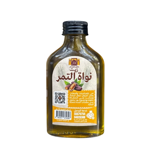 Date Kernel Oil 100 ml cold pressed - ✅ Rich in antioxidants: It contains powerful antioxidants that protect cells from damage and fight the signs of aging.
✅ Supports heart health: It contains healthy fatty acids that help reduce bad cholesterol and promote heart health.
✅ Boosts immunity: Its natural compounds help strengthen the immune system against diseases and infections.
✅ Improves blood sugar level: It helps regulate blood sugar levels, making it beneficial for diabetics when used in moderation.
💆♀️ Benefits of date kernel oil for the skin: ✨ Deep Moisturizing: It acts as a natural moisturizer for the skin, making it soft and supple.
✨ Anti-wrinkle: Stimulates collagen production, reducing the appearance of fine lines and wrinkles.
✨ Treats dark circles: It is used to treat dark circles and brighten under-eye circles when massaged regularly.
✨ Protects skin from the sun: It contains elements that protect the skin from harmful UV rays.
💇♀️ Benefits of date kernel oil for hair: 🌿 Promote hair growth: Nourishes hair follicles and stimulates healthy hair growth.
🌿 Strengthen hair and reduce hair loss: Reduces hair loss thanks to nourishing fatty acids and vitamins.
🌿 Fight dandruff: It contains antibacterial and antifungal properties, which helps get rid of dandruff.
🌿 Increase hair shine: Gives hair a natural shine and makes it healthier and stronger.
🔸 How to use it: It can be used as a massage oil for skin and hair. Add it to creams and moisturizers. Use it as a healthy alternative to other oils in cooking