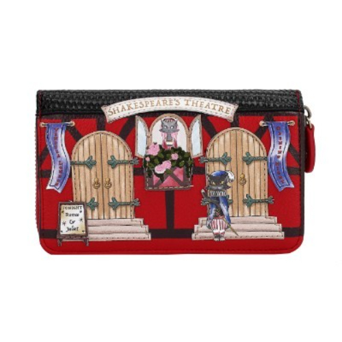 Shakespeare's Theatre Romeo and Juliet Medium Ziparound Wallet - Vegan leather and cotton fabric Dimensions 10CM (H) * 16CM (W) * 3.5CM (D)