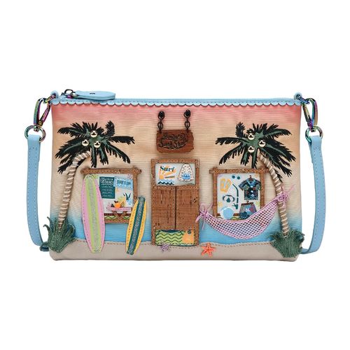 THE SURF SHACK POUCH BAG - Printed
  & embossed PU leather Dimensions 16.5 CM (H) * 26 CM (W) * 1.5 CM (D)