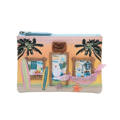 THE SURF SHACK ZIPPER COIN PURSE - Printed
  & embossed PU leather Dimensions 10 CM (H) * 15 CM (W) * 1 CM (D)