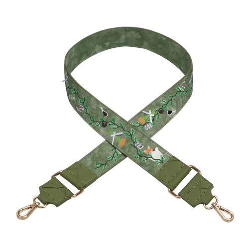 THE BOTANIST WIDE SHOULDER STRAP - Printed
  & embossed PU leather Dimensions 4.5 CM (H) * 128 CM (W) * 0.4 CM (D)