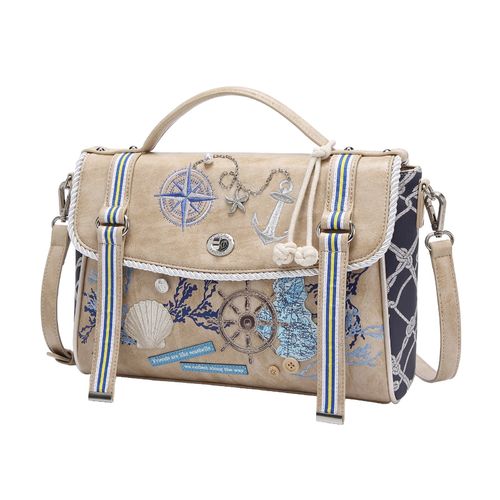 ENGLISH COAST SCRAPBOOK KEIRA SATCHEL - Printed
  & embossed VEGAN leather Dimensions 23 CM (H) * 35 CM (W) * 7 CM (D)