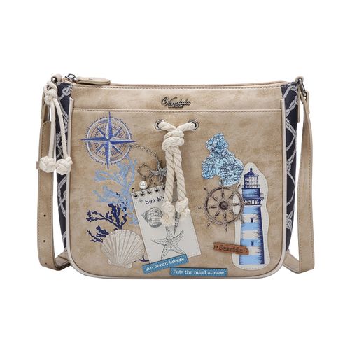 ENGLISH COAST SCRAPBOOK MARNIE CROSS BODY - Printed
  & embossed VEGAN leather Dimensions 25 CM (H) * 25 CM (W) * 7.5 CM (D)