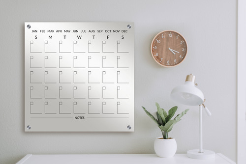 Monthly wall calendar (English) - A Monthly wall calendar to organize your schedule. Made of acrylic size 1.20 m X 1.20 m Can not be shipped internationally