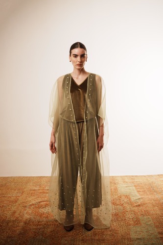 Layered bisht set (Olive Green)