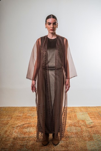 Layered bisht set (Brown)