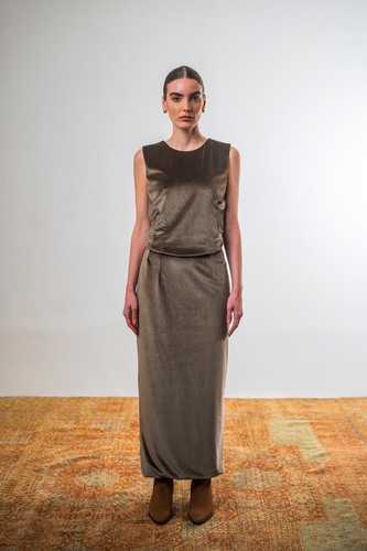 Layered bisht set (Brown)