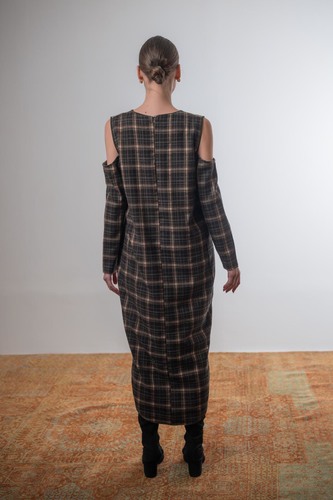 Checkered Off-Shoulder Caftan