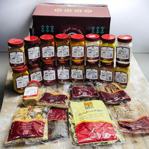 بوكس البهارات 24 صنف - محتويات البوكس&nbsp;
علبه كركم 450 جمعلبه كمون 420 جمعلبه فلفل اسود 450 جمعلبه كزبره 350 جمعلبه دارسين 340 جمعلبه لومي 350 جمعلبه بصل 450 جمعلبه ثوم 450 جمعلبه ماجي دجاج 450 جمعلبه ماجي خضار 400 جمعلبه سماق 360 جمعلبه بابريكا 350 جمبهارات لحم 420 جمبهارات سمك 420 جمبهارات يمنية 400 جمبهارات دجاج 450 جمالسبع بهارات 420 جمكزبره حب 250 جمكمون حب 250 جمدارسين حب 250 جمفلفل اسود حب 250 جملومى اسود 250 جمبهارات مشكلة 500 جمورق غار 150 جمجميع البهارات مغسوله و مطحون فرش