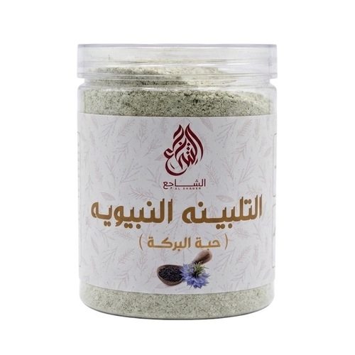 Prophetic Talbina with Black Seed (Al-Shajaa) – 350 g - Benefits:Helps calm the nerves and promotes a feeling of relaxation Contributes to supporting nutritional balance and strengthens the immune system Helps relieve chronic constipationHow to use:Put two tablespoons of talbina with a cup of milk in a pot Place the pot on the heat for 15 minutes Stir the mixture well until it becomes smooth and fully combined