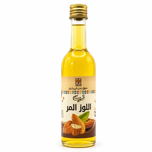Natural bitter almond oil 100ml - فوائد زيت اللوز المر المحافظة على صحة البشرة يستخدم لاسمرار البشرة يستخدم للطفح الجلدي تنظيف البشرة ومنع ظهور حب الشباب