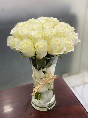 vase Roses White - vase Roses White