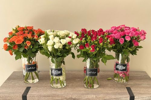 BABY ROSE VASE WITH STICKER - vase baby rose 10 Stem