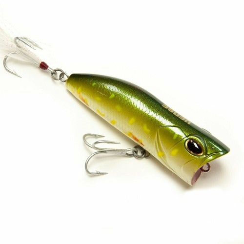 Juggernaut 90 Popper Lure - The Juggernaut popper is a lure with a special cup-face and deep lip design for more underwater noise and skipped action. Featuring a chip resistant body coat, mustad hooks with a final attractive feather combined with our exclusive ratting system and bright colors makes the juggernaut lure irresistible to a large range of species in fresh or saltwater.
 
 Type: Floating Size: 3.54in / 90mm Weight: 0.88oz / 25gr Action: Stop and go. Depth: 0ft