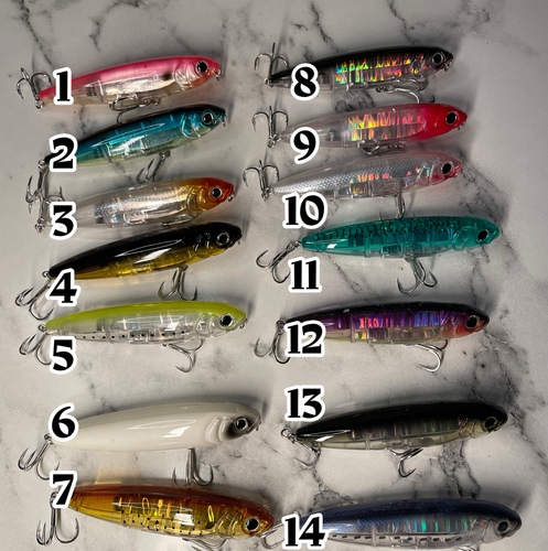 stickbaits 11 cm 18 gr - انصح باستخدام الستيك بيت على وقت السجي والثبرلذلك وفرنا لكم هالتحف الفنيه من ميارير الهاند ميد صناعه امريكيه واخترنا الالوان اللي نشوفها قويه حق بحرنا ..