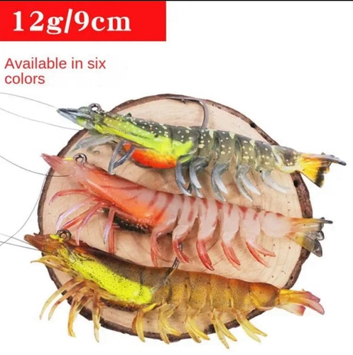 shrimp soft baits 12 gr 9 cm - وصلت عندنا سوفتات الربيانه وداء لكل دواء تبي تستهدف الشعم - فسكر - ينم - مزيزي - بالول جربته وادعيلي..متوفر منه ٦ الوان .. خل اعطيكم مواصفاته:-Shrimp 3d  Weight: 12 gr Action: slow sinkSize: 9 cm