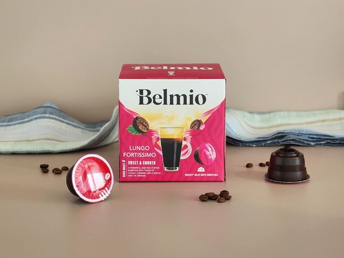 Lungo Fortissimo-dolce Gusto Capsules - Each box contains 16 capsules of coffee, A powerful and rich coffee bursting with tones of cacao, caramel and a subtle hint of orange.