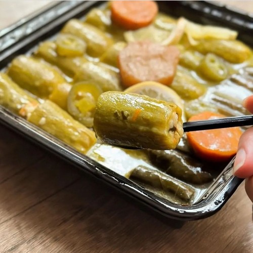 Mini Zucchini With Grape Leaves With Lemon and Oil