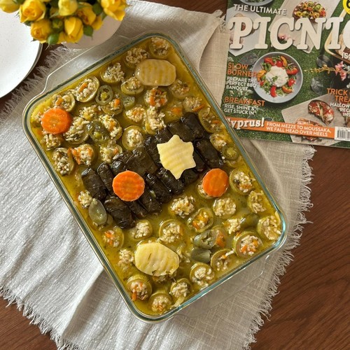 pyrex mini zucchini wiht grape leaves with lemon and oil - mini zucchini with grape leaves with lemon with oil  From 80 to 85 pieces