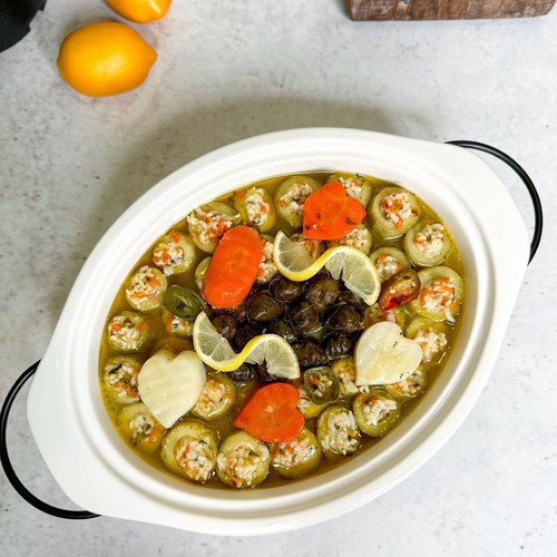 sakhan mini zucchini with grape leaves with lemon and oil - ملاحظة : يختلف شكل السخان قليلا