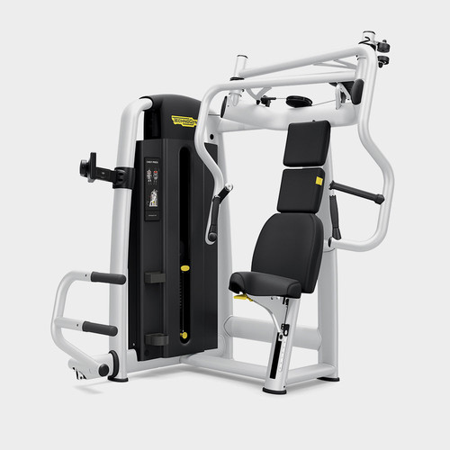 CHEST PRESS  (TECHNO GYM) - The custom-designed Chest Press is ideal for working out the triceps, deltoids and pectoral muscles and makes strength training a simple, enjoyable and intuitive experience from a comfortable, ergonomic seat.
Compact design & comfortSelection 700 is the perfect choice to offer an intuitive, safe and effective training experience. Its comprehensive range of highly compact equipment fits perfectly into every training space, setting new standards in terms of biomechanics, ergonomy, design and ease of use.SpecificationsLength (mm | in)916 mm | 36 inWidth (mm | in)1462 mm | 58 inHeight (mm | in)1692 mm | 67 inWeight stack (lbs)90 kg | 198 lbsWeight Stack Plus (kg | lbs)130 kg | 287 lbsMachine weight254 kg | 560 lbsCAD Models Download Area2D / 3D / BIM models Download