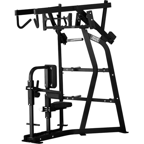 ISO - LATERAL HIGH ROW - Plate Loaded Iso-Lateral High Row is engineered for home exercisers who require explosive pulling power and upper-body strength. Its Iso-Lateral design allows for independent arm movement, ensuring balanced development and full range of motion control. The high pulling angle targets the upper back and lats, while the overhand grip reinforces strong, athletic movement patterns.Dimensions (L X W X H)64 in x 57 in x 79 in (163 cm x 145 cm x 201 cm)Weight330 lb (150 kg)Max Load Capacity (Per Arm)5 x 45 lb plates (5 x 20 kg plates)Starting Resistance (Per Arm)2 lbs (0.9 kg)Recommended Plate Mix4 x 45 lb plates, 4 x 25 lb plates, 4 x 10 lb platesStorage Horns4