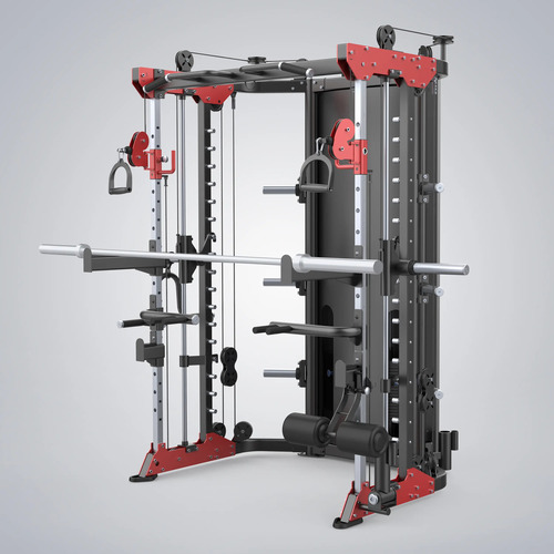 FUNCTIONAL SMITH MACHINE - Short Description:Functional Smith Machine features the most popular training types in one. The best strength training solution for limited space. It has pull up/chin up bars, spotter arms, j hooks for squat and barbell rest, an outstanding cable system and probably 100 other features. The stable and reliable smith system provides fixed rails to help exercisers get lower while stabilizing training positions starting weight. Support single or multi-person training at the same time. &nbsp;Functional Smith Machine&nbsp;features the most popular training types in one. The best strength training solution for limited space. It has pull up/chin up bars, spotter arms, j hooks for squat and barbell rest, an outstanding cable system and probably 100 other features. The stable and reliable smith system provides fixed rails to help exercisers get lower while stabilizing training positions starting weight. Support single or multi-person training at the same time. &nbsp; Multifunctional
●&nbsp;Efocused on powerful functionality, which is an outstanding comprehensive strength training device that allows for a full body workout. Both beginners and experienced trainers can have a great training experience on this device. The Smith Bar System
●&nbsp;Provides a low starting weight to simulate a more realistic weightlifting experience. The fixed track can help beginners to better stabilize the body and can stop and quit training at any time. For experienced exercisers, it can be combined with an Adjustable Bench to provide more and safer free weight training. Small but Complete
●&nbsp;It is specially designed for training environments with limited space to ensure the maximum retention of popular strength training types, and they are reasonably integrated into one equipment, which is an ideal equipment choice for small spaces FUNCTIONAL SMITH MACHINE ALL IN ONE MACHINE & BEST SOLUTION FOR SMALL SPACE  &nbsp;Functional Smit Machine features the most popular training types in one. The best strength training solution for limited space. It has pullup/chin up bars, spotter arms, j-hooks for squat and barbell rest, an outstanding cable system and probably 100 other features. The stable and reliable smith system provides fixed rails to help exercisers get lower while stabilizing training positions starting weight. Support single or multi-person training at the same time. ●Multifunctional focused on powerful functionality, which is an outstanding comprehensive strength training device that allows for a full body workout. Both beginners and experienced trainers can have a great training experience on this device. ●Smith Bar System Provides a low starting weight to simulate a more realistic weightlifting experience. The fixed track can help beginners to better stabilize the body and can stop and quit training at any time. For experienced exercisers, it can be combined with an Adjustable Bench to provide more and safer free weight training. ●Small but Complete It is specially designed for training environments with limited space to ensure the maximum retention of popular strength training types, and they are reasonably integrated into one equipment, which is an ideal equipment choice for small spaces. Dimensions: L- 213cm x W -156cm x H- 225cm(H) Weight stack: 2 x 64kg.