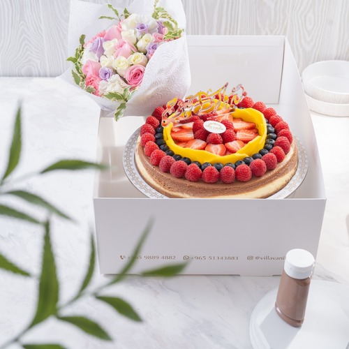‏Fruits CheeseCake Marble with  Flowers