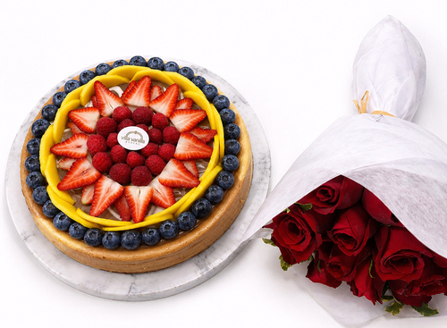 ‏Fruits CheeseCake Marble with  Flowers