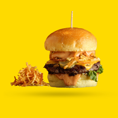 Manhattan Slider - American angus beef with our Manhattan special sauce, cheddar, lettuce and pickles.