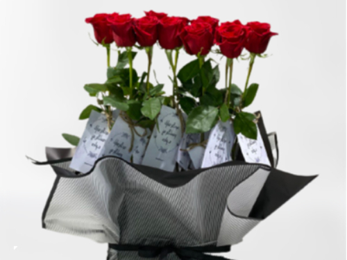 Rose Gift Set - 12 Roses with Printed Cards