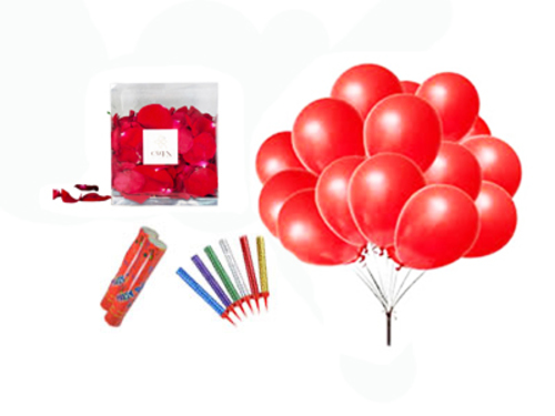 celebration red offer - 15 red ballons sparkling candles  2 small party popper manthoor.