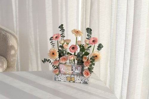 algalya mother day gift acrilic box (112) - mother day white gerbera acrylic box with topper alghalya