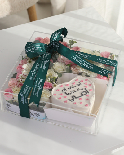 mother day bento cake (17) acrylic box (102) - mother day bento cake acrilic box with flowers