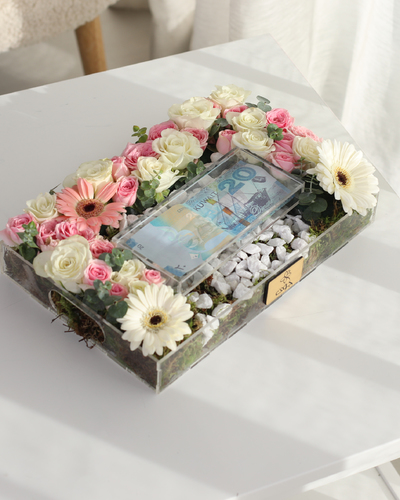 gift acrilic box (100) - gift acrilic box with mix flowers