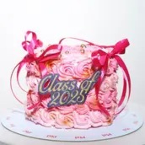 Pink Big Graduation Cake 987 - Cake 6 inches with 3 flavors vanilla, chocolate and red velvet