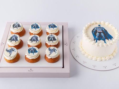 Kids Cake With Cupcakes 1 - 6-inch cake serves 8-10 people in vanilla and chocolate flavors, 9 vanilla cupcakes