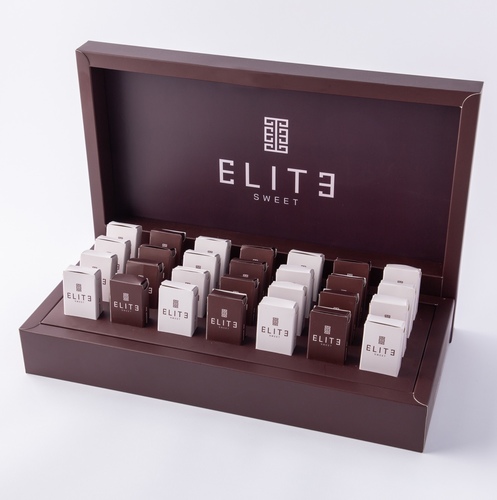 Elite Distributions 4 - 28 box distributions, each box contains 2 Belgian chocolates with different fillings.